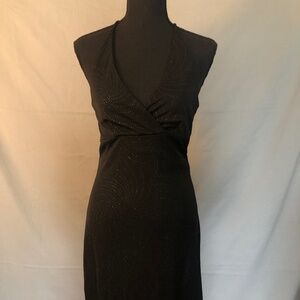 Black Sparkly Mid-Length Halter Dress